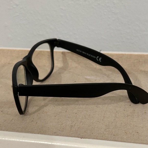 Black frame blue blocker glasses. 6” across eyes and nose and 6” arm - Picture 2 of 5
